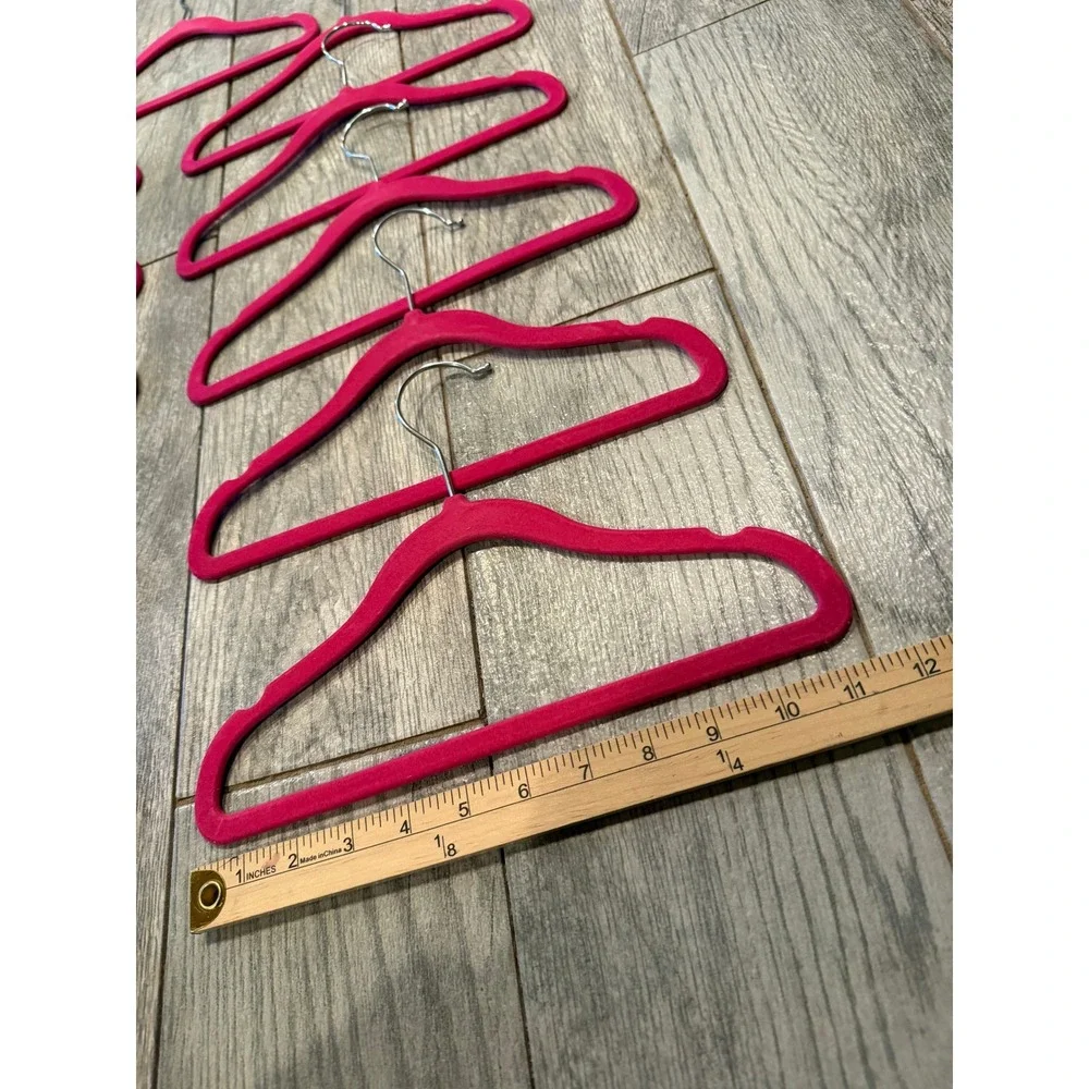10 Pack Hot Pink Velvet Slim Non Slip Hangers Clothes Garment‎ Organizer Metal